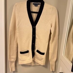 Vintage Like-New Ralph Lauren Women's Cardigan in Cream and Black